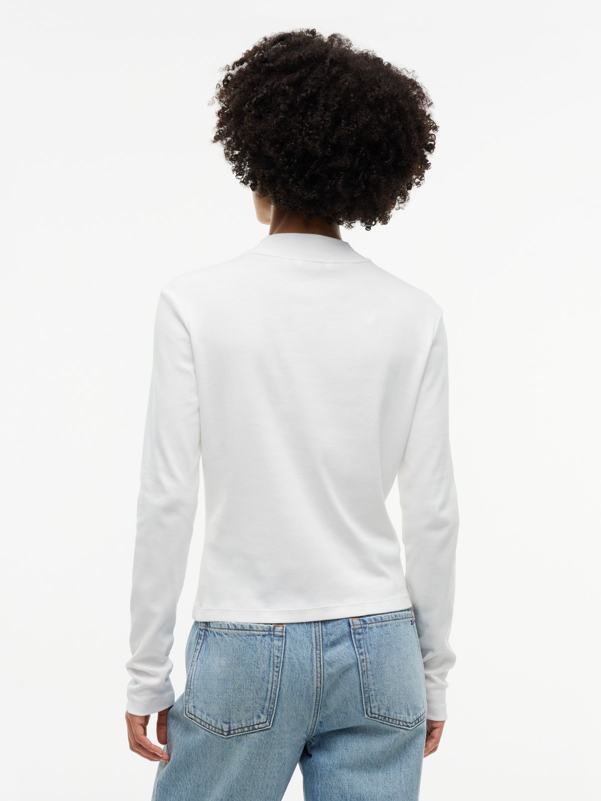 Mockneck Stretch Knit Top — Ecru
