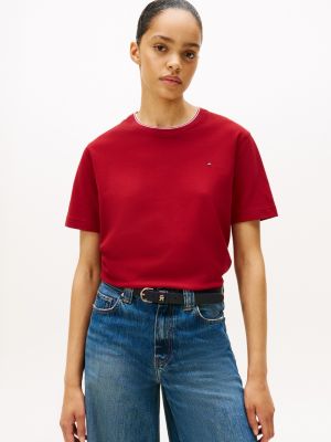 Relaxed Fit Crewneck Pique T-Shirt, Regatta Red