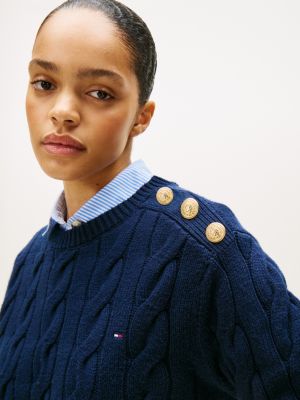 Gold-Button Cable Knit Sweater | Tommy Hilfiger