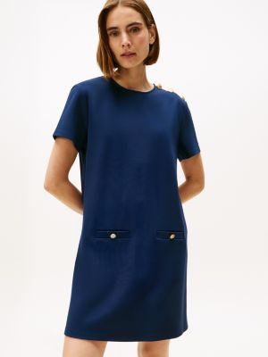 Gold-Button Ponte Shift Dress | Tommy Hilfiger