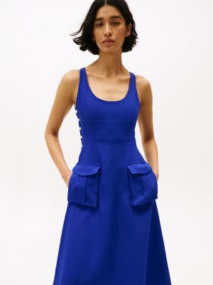 Wool and Silk Maxi Tank Dress, Blue