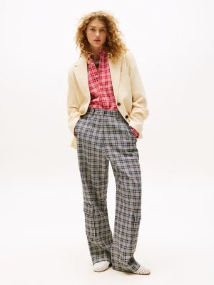 Silk Blend Check Cargo Pant