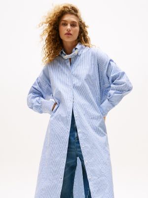 Relaxed Fit Long Button-Up Shirt