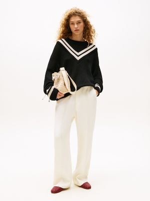 Oversized Varsity Sweater, Black