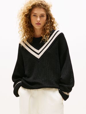 Oversized Varsity Sweater, Black