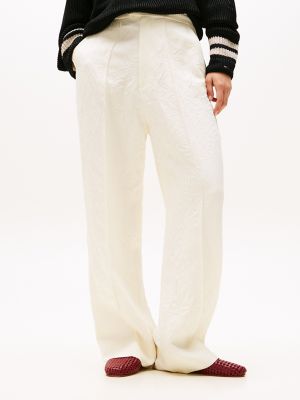 Crinkle-Finish Tailored Drapey Pant, Calico