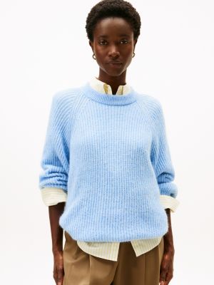 Oversized Alpaca-Blend Sweater, Breezy Blue