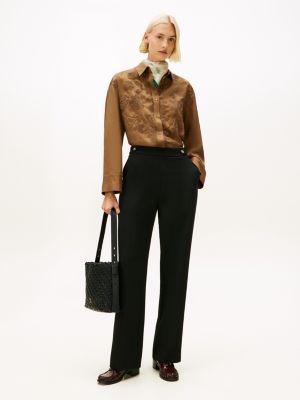 Lightweight Ponte Straight Leg Pant, Black