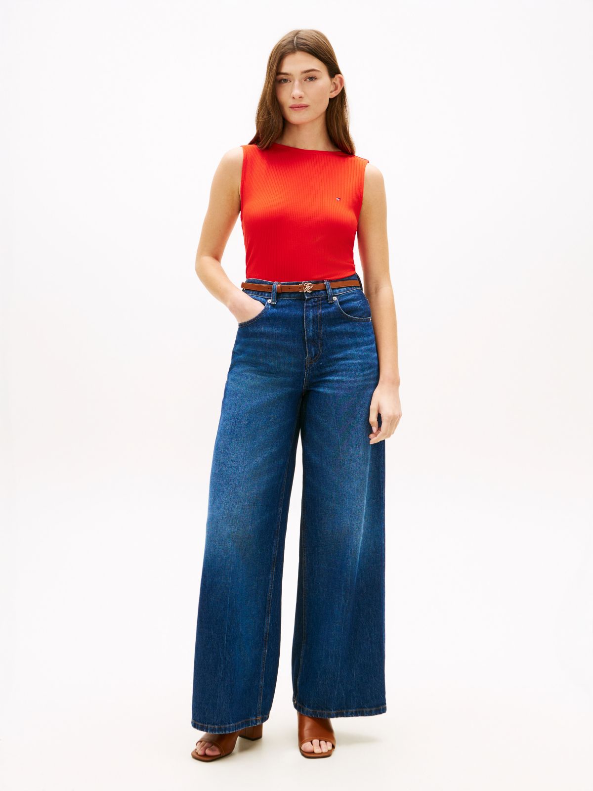 Slim Fit Rib-Knit Boatneck Tank Top — Fireworks