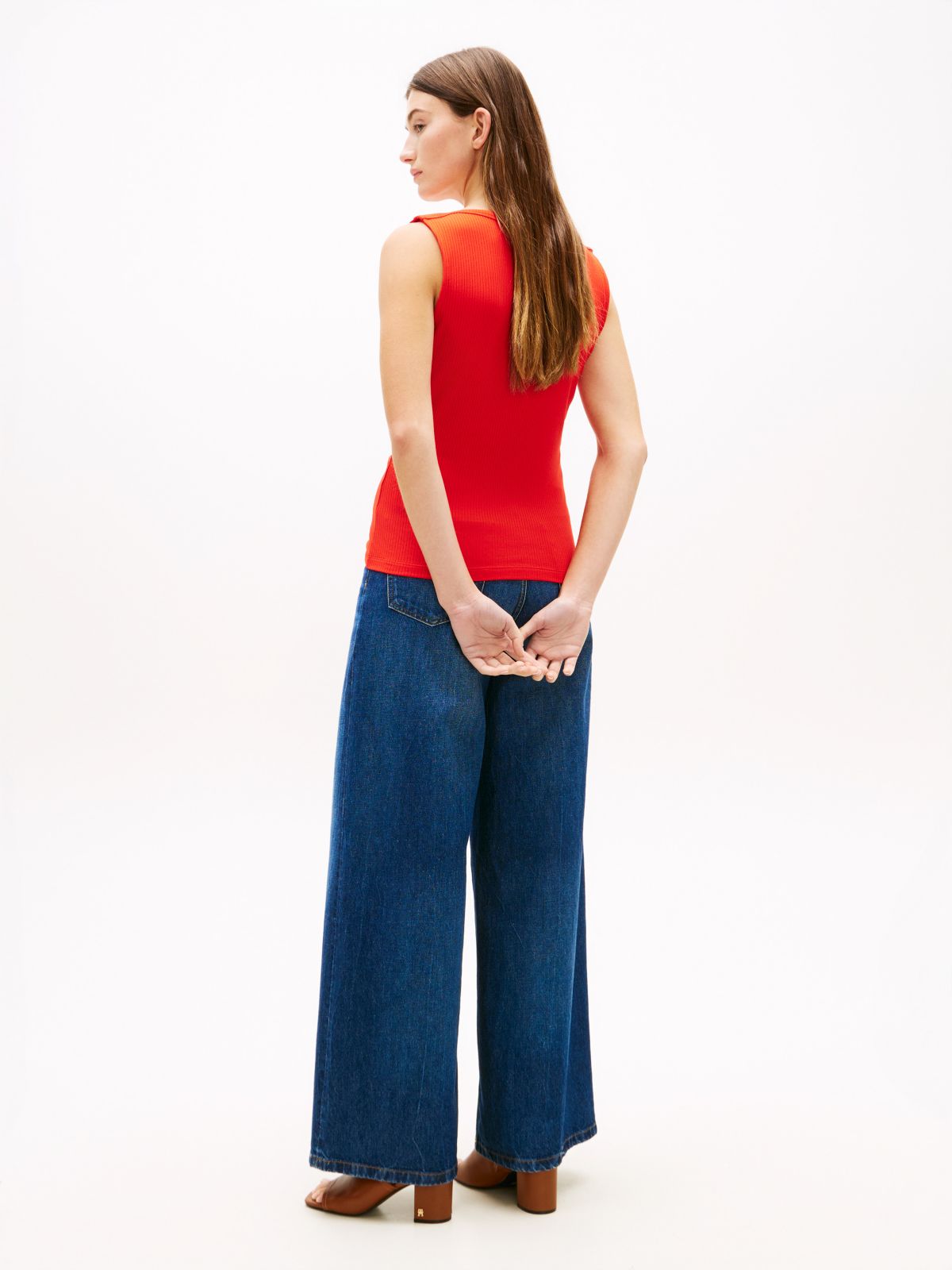 Slim Fit Rib-Knit Boatneck Tank Top — Fireworks