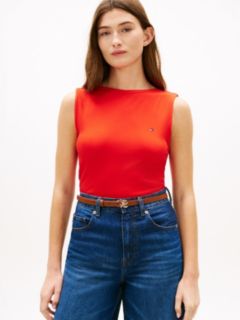 Slim Fit Rib-Knit Boatneck Tank Top — Fireworks 1