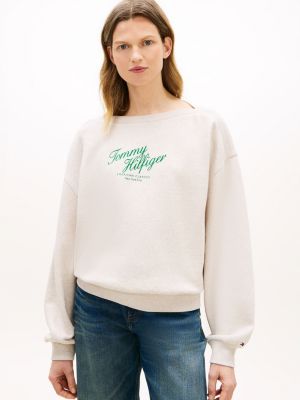 Script Logo Boatneck Sweatshirt from Tommy Hilfiger - $69.65