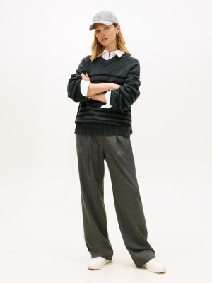 Flannel Relaxed Straight-Leg Pant, Mid Grey Heather