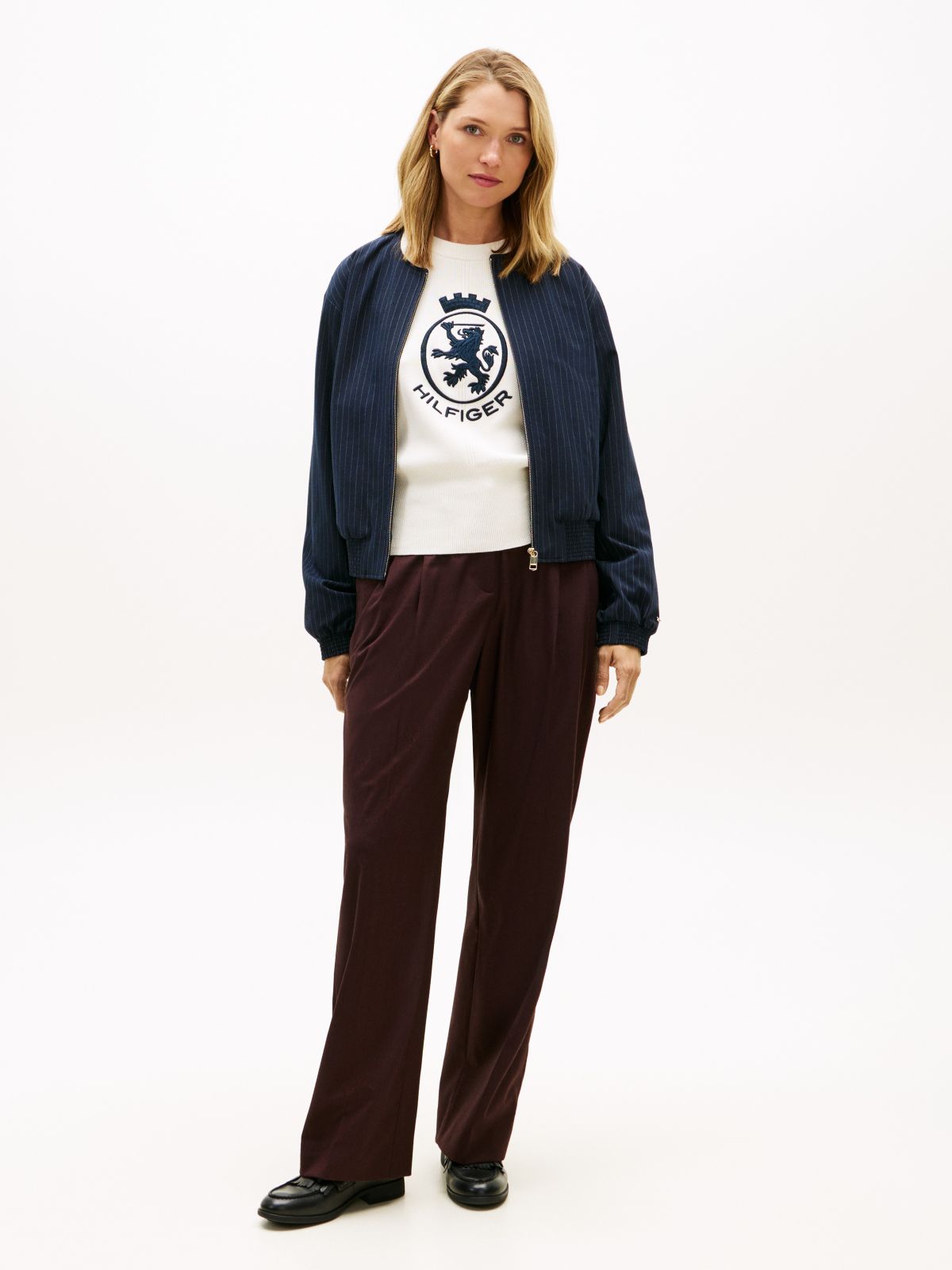 Flannel Relaxed Straight-Leg Pant — Deep Burgundy