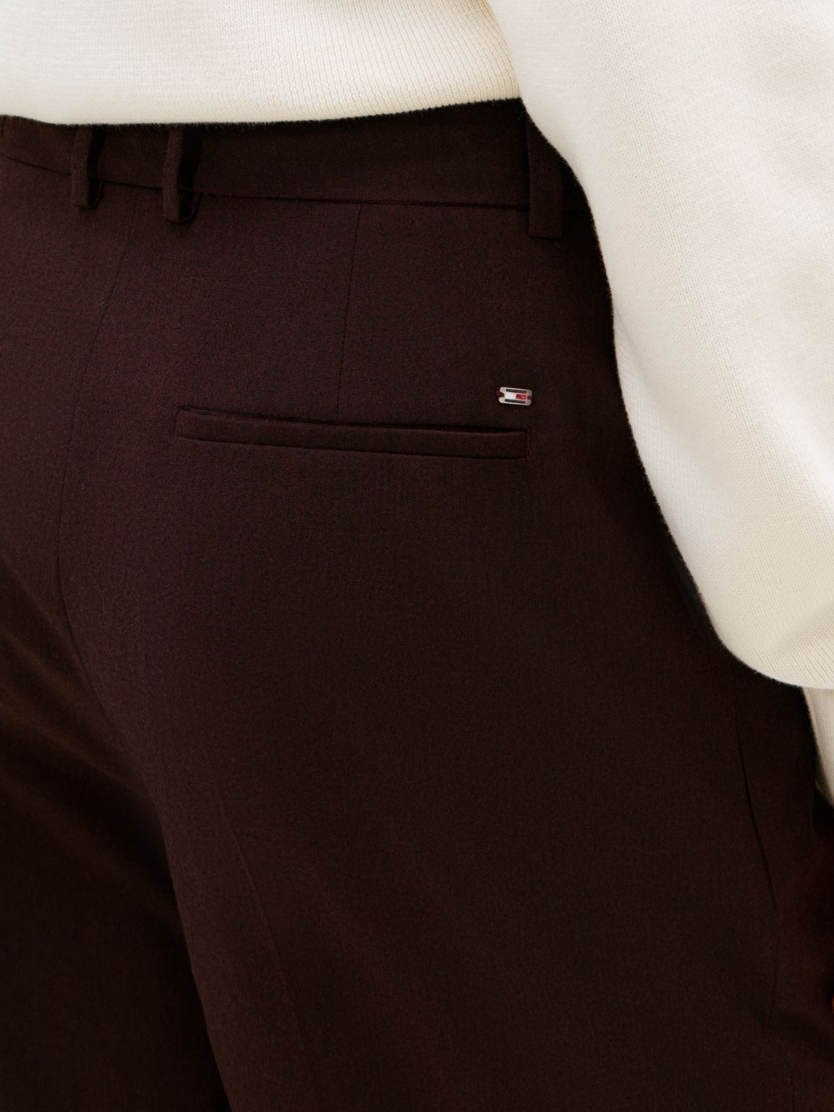 Flannel Relaxed Straight-Leg Pant — Deep Burgundy