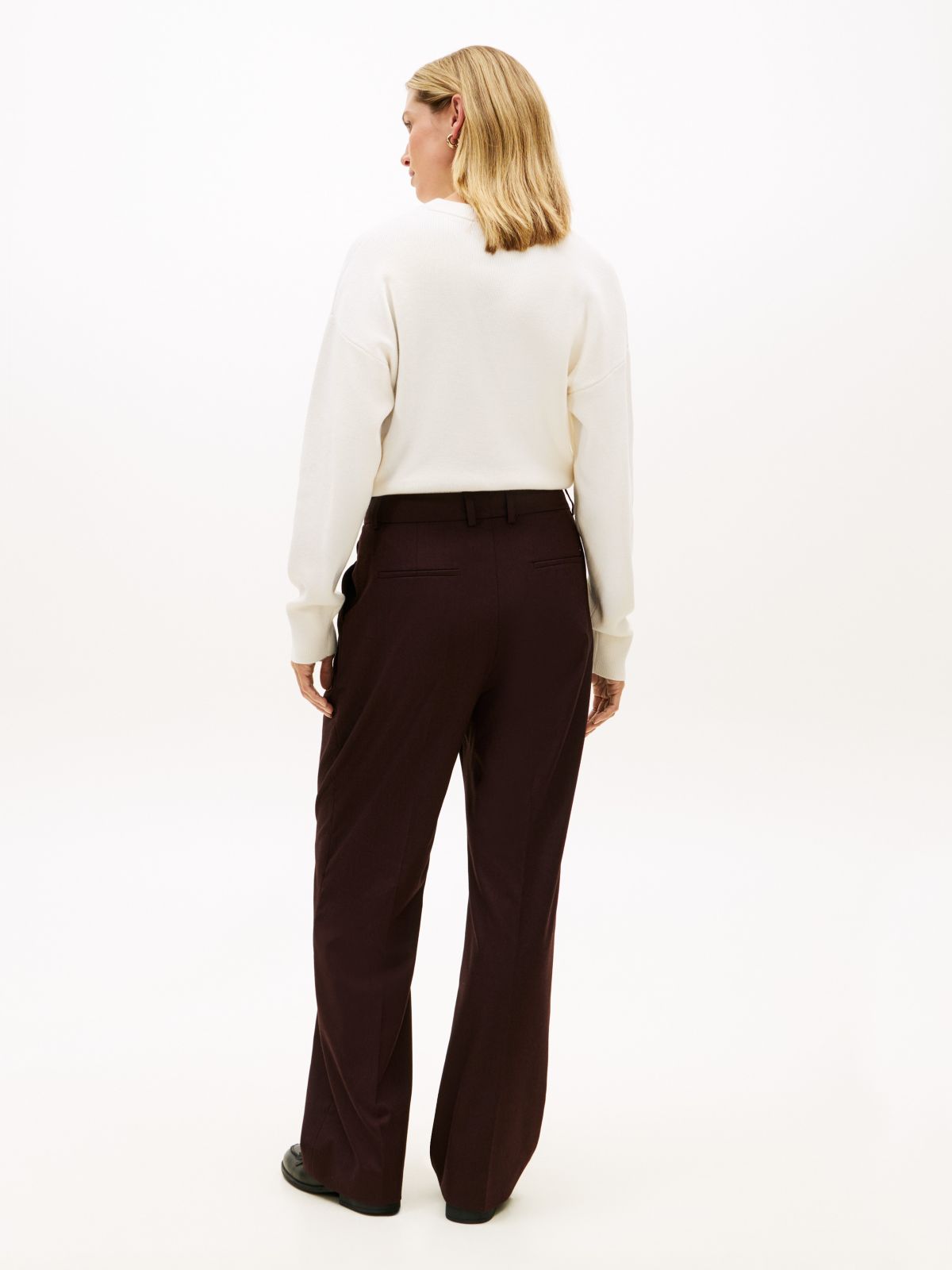 Flannel Relaxed Straight-Leg Pant — Deep Burgundy