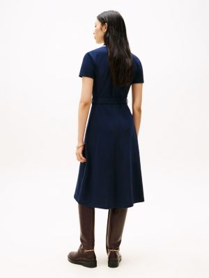 knee length dresses for ladies Casual Chic Zip-Front Polo Midi Dress