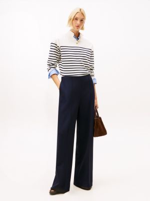 Relaxed Wide-Leg Ponte Pant, Dark Blue