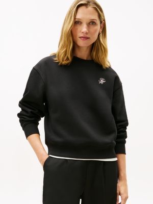 Embroidered Script Monogram Sweatshirt, Black