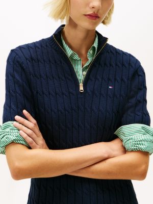 Cable Knit Quarter-Zip Sweater Dress | Tommy Hilfiger USA