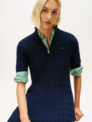 【imperf.】Classic Knit Dress 36 Cable Knit Quarter-Zip Sweater Dress | Tommy Hilfiger