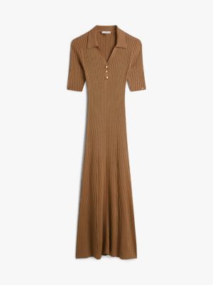 Gold-Button Rib Knit Polo Dress | Tommy Hilfiger USA