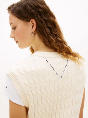 Женские свитеры Tommy Hilfiger Cable Knit V-Neck Sweater Vest — фото 2