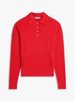 Женские свитеры Tommy Hilfiger Relaxed Fit Cable Knit Sweater Polo — фото 5