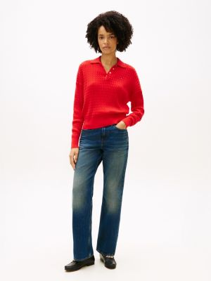 Женские свитеры Tommy Hilfiger Relaxed Fit Cable Knit Sweater Polo — фото 3