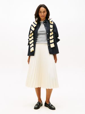 Pleated Crepe Twill Midi Skirt, Calico