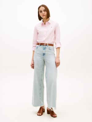 Raw Hem High-Rise Wide Leg Jean, Light Wash Denim