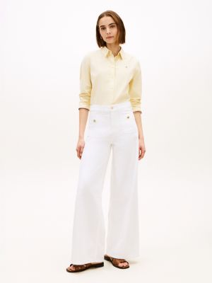 Raw Hem High-Rise Wide Leg Jean, Optic White