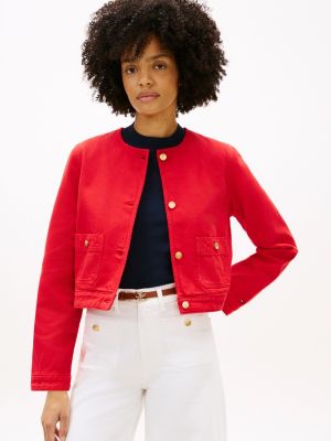 Gold-Button Denim Lady Jacket