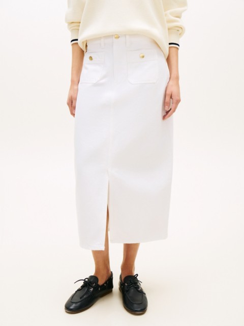 Женские юбки Tommy Hilfiger Gold-Button Pocket Denim Midi Skirt