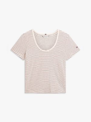 Женские футболки Tommy Hilfiger Scoop Neck Linen-Blend T-Shirt — фото 5