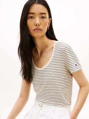 Женские футболки Tommy Hilfiger Scoop Neck Linen-Blend T-Shirt — фото 3