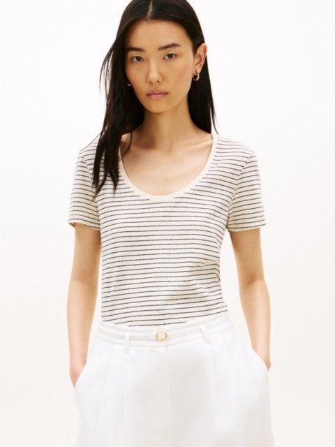 Женские футболки Tommy Hilfiger Scoop Neck Linen-Blend T-Shirt