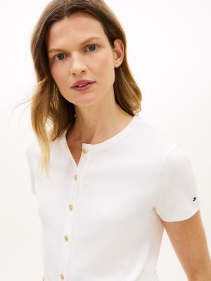 Женские футболки Tommy Hilfiger Slim Fit Button-Up T-Shirt — фото 2