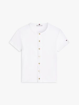 Женские футболки Tommy Hilfiger Slim Fit Button-Up T-Shirt — фото 5