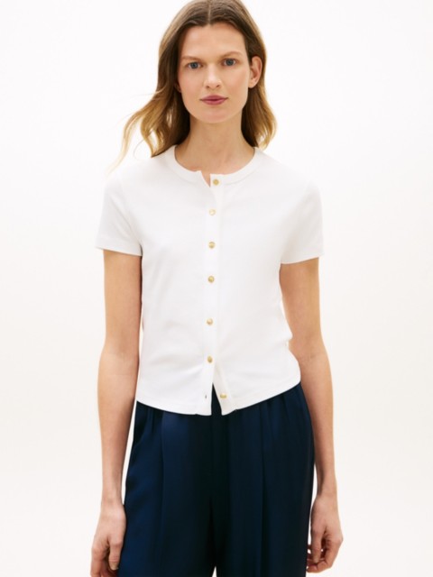 Женские футболки Tommy Hilfiger Slim Fit Button-Up T-Shirt