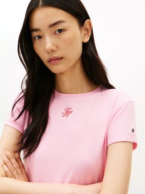 Женские футболки Tommy Hilfiger Slim Fit Script Monogram T-Shirt — фото 3