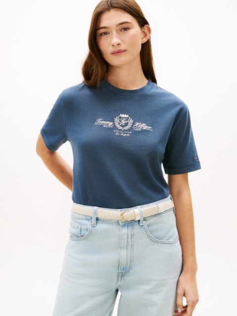 Женские футболки Tommy Hilfiger Embroidered Club Crest Logo T-Shirt