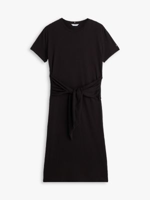 Tommy Hilfiger Tie-Front Slub Cotton Midi T-Shirt Dress — фото 5