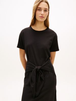 Tommy Hilfiger Tie-Front Slub Cotton Midi T-Shirt Dress — фото 3