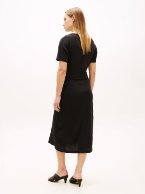 Tommy Hilfiger Tie-Front Slub Cotton Midi T-Shirt Dress — фото 4