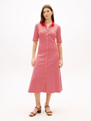Gold-Button Polo Midi Dress, Fireworks / Calico