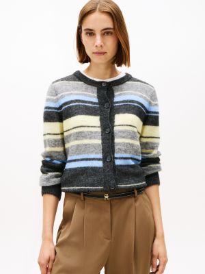 Stripe Alpaca-Blend Cardigan, Multi Stripe