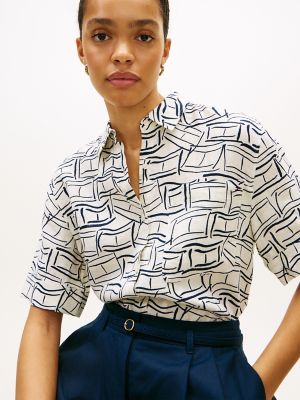 Женские рубашки Tommy Hilfiger Short-Sleeve Linen Shirt — фото 3