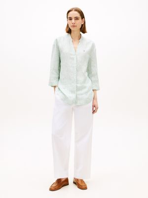 Женские рубашки Tommy Hilfiger Collarless Linen Shirt — фото 2