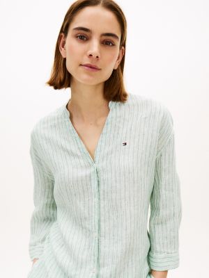 Женские рубашки Tommy Hilfiger Collarless Linen Shirt — фото 3